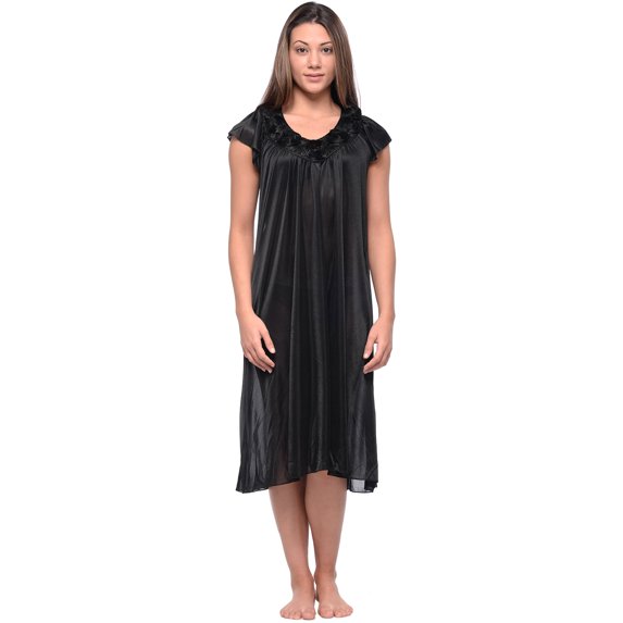 Casual Nights Women's Cap Sleeve Rose Satin Nightgown