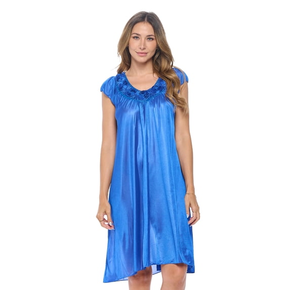 Casual Nights Women's Cap Sleeve Rose Satin Nightgown