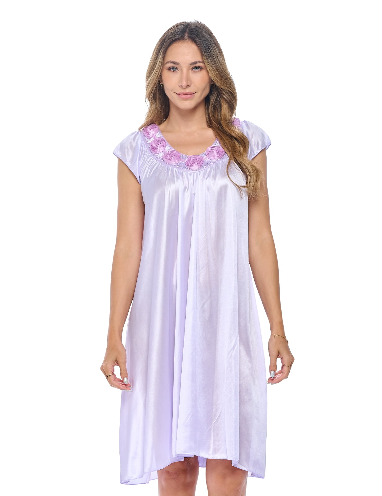 Casual Nights Women's Cap Sleeve Rose Satin Nightgown - Walmart.com