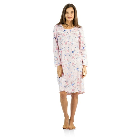 Casual Nights Women's Cotton Blend Long Sleeve Nightgown - Blossom Pintucked Pink - 3X