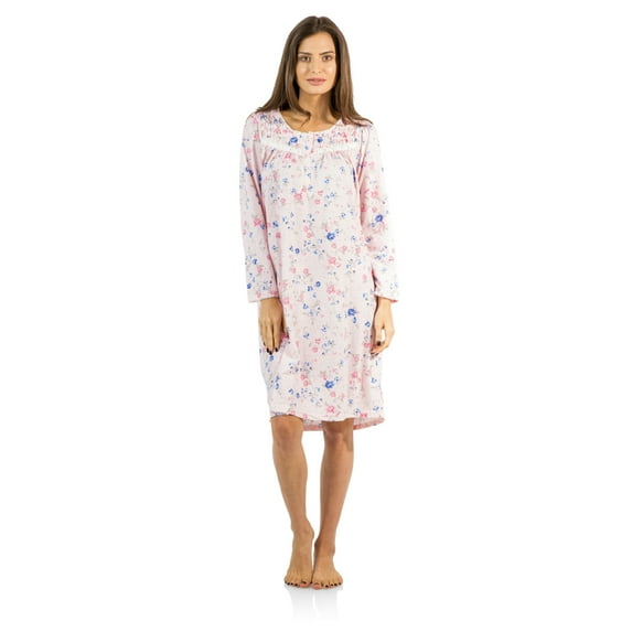 Casual Nights Women's Cotton Blend Long Sleeve Nightgown - Blossom Pintucked Pink - XX-Large
