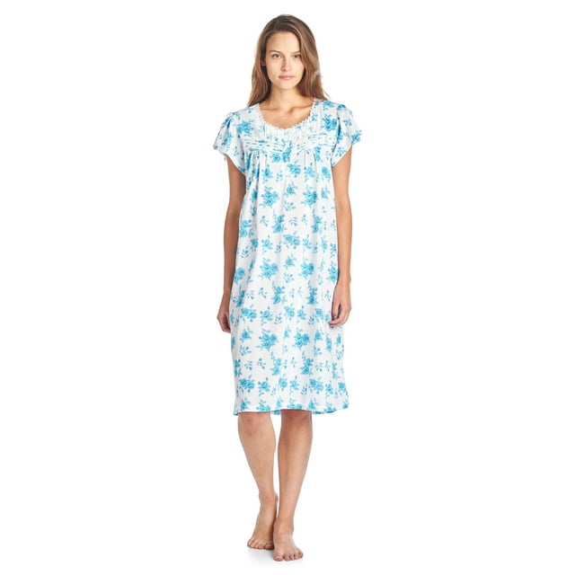 Casual Nights Women's Cotton Short Sleeve Sleep Dress Nightshirt ...
