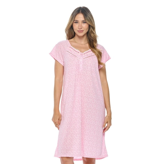 Casual Nights Women's Fancy Lace Floral Short Sleeve Nightgown