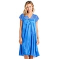thumbnail image 1 of Casual Nights Women's Fancy Lace Neckline Silky Tricot Nightgown - Navy - XX-Large, 1 of 4