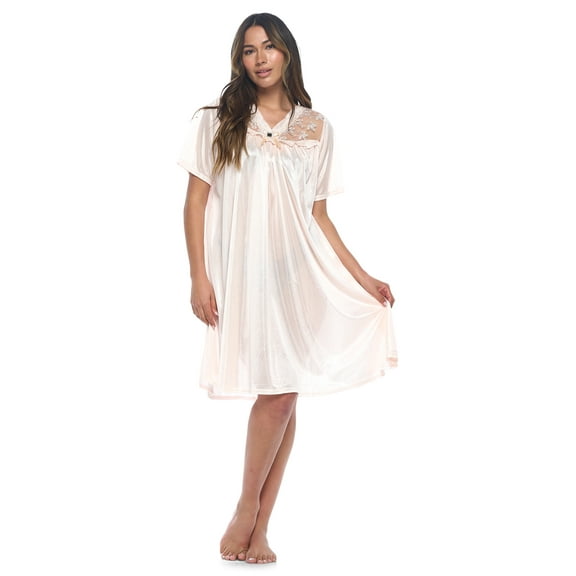 Casual Nights Women's Fancy Lace Neckline Silky Tricot Nightgown