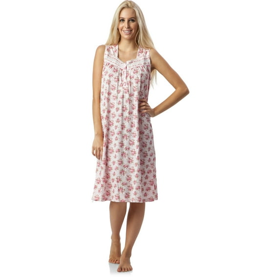 Casual Nights Women's Fancy Lace Trim Sleeveless Nightgown