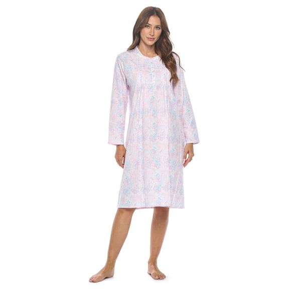 Casual Nights Women's Flannel Floral Long Sleeve Nightgown
