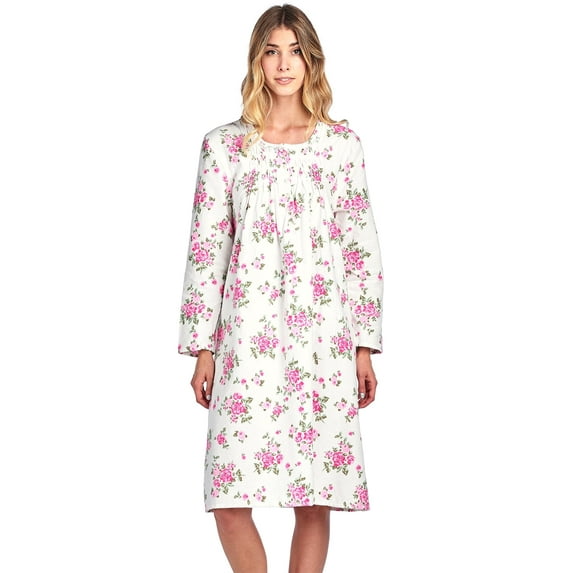 Casual Nights Women's Flannel Floral Long Sleeve Nightgown