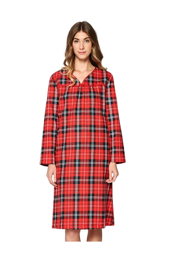 Women's Flannel Floral Long Sleeve Nightgown