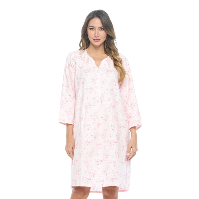 Casual Nights Women's Flannel Floral Long Sleeve Nightgown - Walmart.com