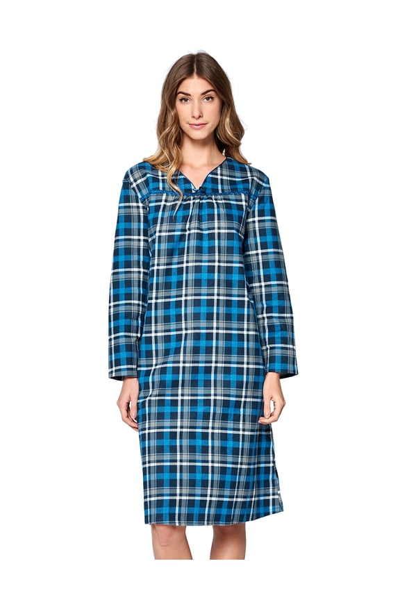 Women's Flannel Floral Long Sleeve Nightgown