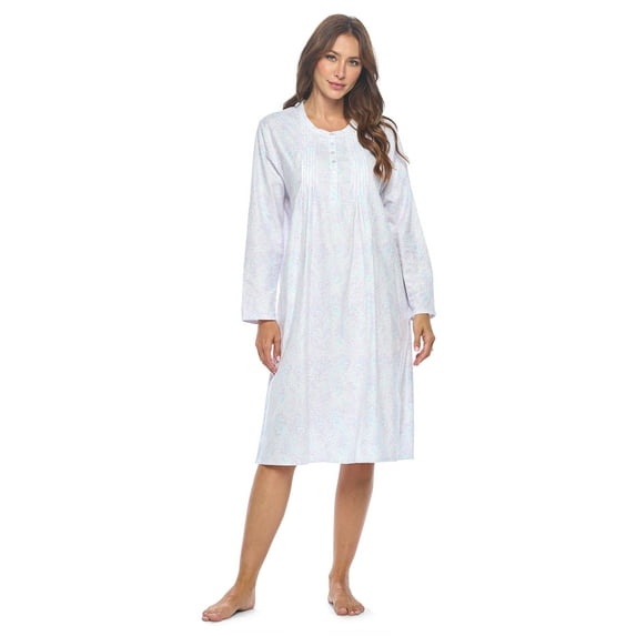 Casual Nights Women's Flannel Floral Long Sleeve Nightgown