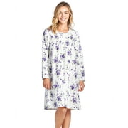 CASUAL NIGHTS Women's Flannel Floral Long Sleeve Nightgown