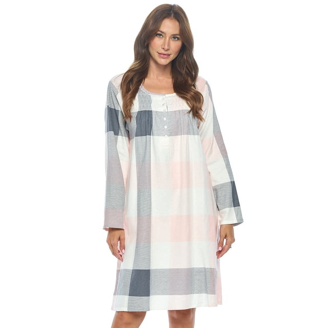 Casual Nights Women's Flannel Floral Long Sleeve Nightgown