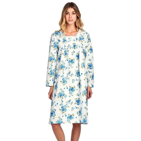 Casual Nights Women's Flannel Floral Long Sleeve Nightgown