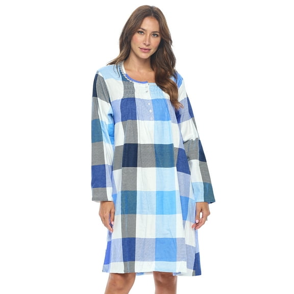 Casual Nights Women's Flannel Floral Long Sleeve Nightgown