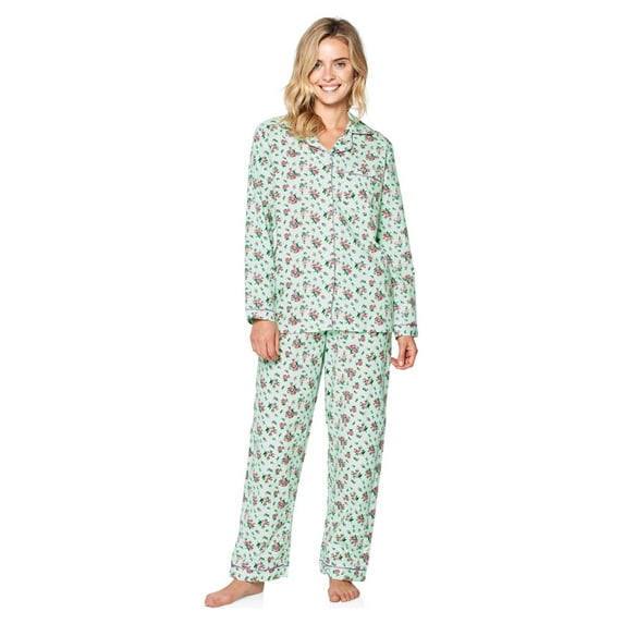 Casual Nights Women's Flannel Long Sleeve Button Down Pajama Set