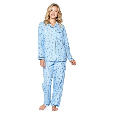 Casual Nights Women's Flannel Long Sleeve Button Down Pajama Set