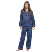 CASUAL NIGHTS Women's Flannel Long Sleeve PJ's Button Down Sleepwear Pajama Set