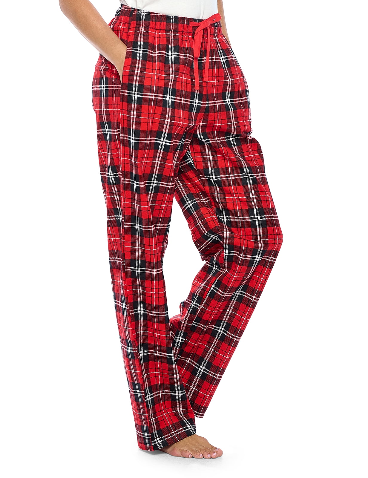 followme Buffalo Plaid Flannel Pajama Joggers for Women with Pockets  (Coral, Medium) 
