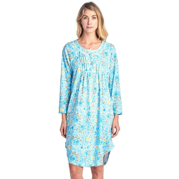 Casual Nights Women's Floral Pintucked Long Sleeve Nightgown
