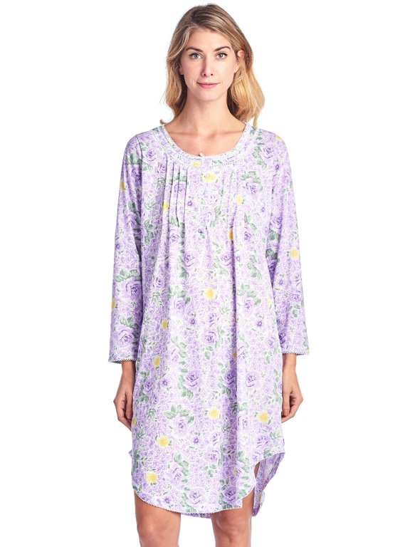 Women's Floral Pintucked Long Sleeve Nightgown