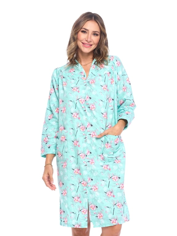 - Housecoats For Women, Snap Front Dusters For Women, Pure Cotton House Dresses For Elderly & Young with 2 Pockets, Mint Large