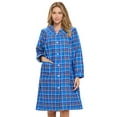 thumbnail image 1 of Casual Nights Women's Floral Snap Front Flannel Duster Long Sleeve Lounger Dress, 1 of 5