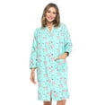 thumbnail image 1 of Casual Nights Women's Floral Snap Front Flannel Duster Long Sleeve Lounger Dress, 1 of 5