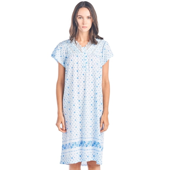 Casual Nights Women's Floral V-Neck Short Sleeve Nightgown