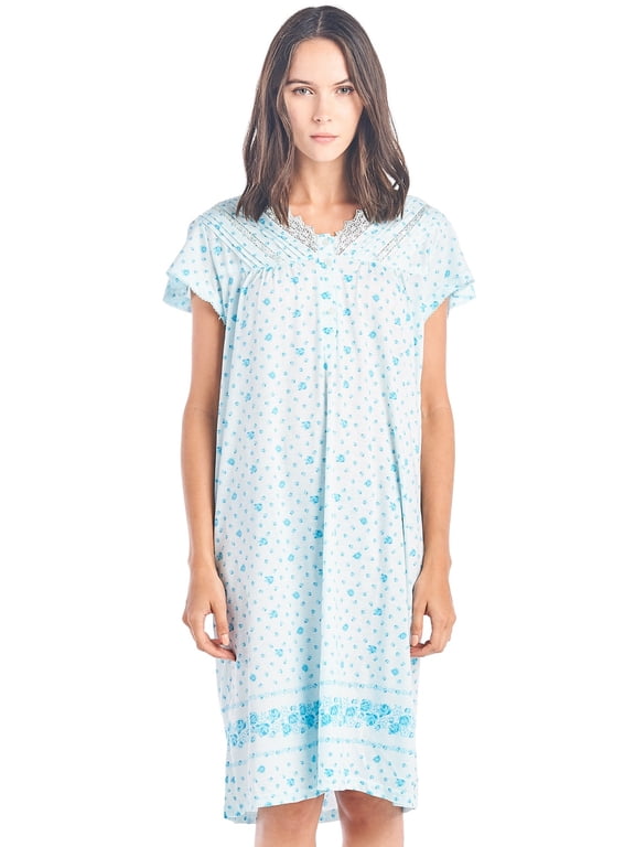 Women's Floral V-Neck Short Sleeve Nightgown