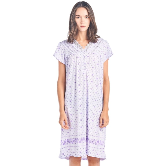 Casual Nights Women's Floral V-Neck Short Sleeve Nightgown
