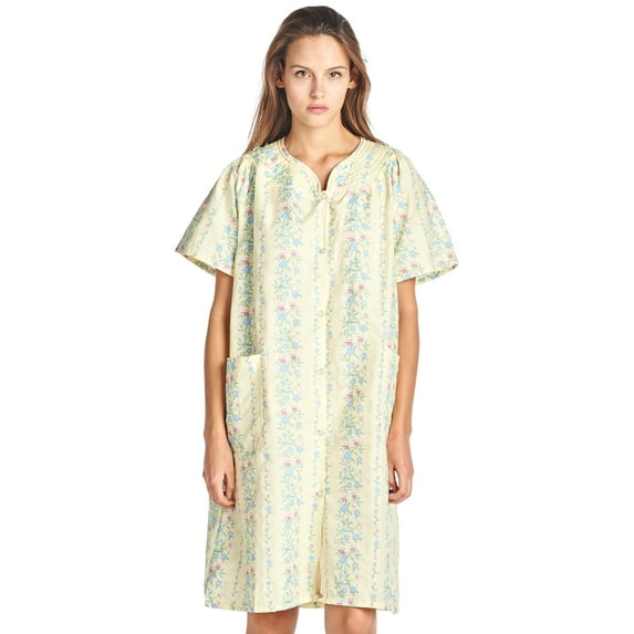 Casual Nights Women's Floral Woven Snap-Front Lounger House Dress