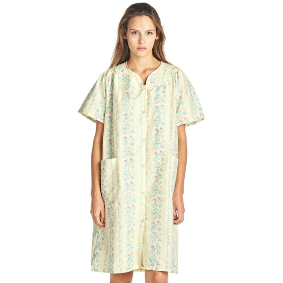 Casual Nights Women's Floral Woven Snap-Front Lounger House Dress