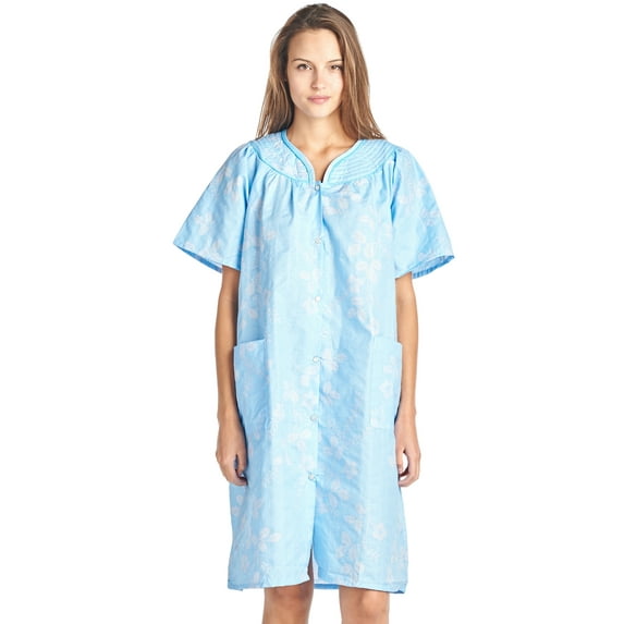 Casual Nights Women's Floral Woven Snap-Front Lounger House Dress