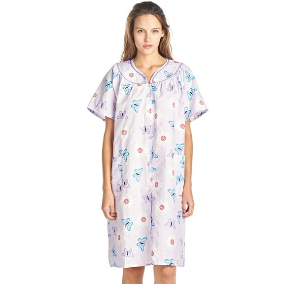 Casual Nights Women's Floral Woven Snap-Front Lounger House Dress