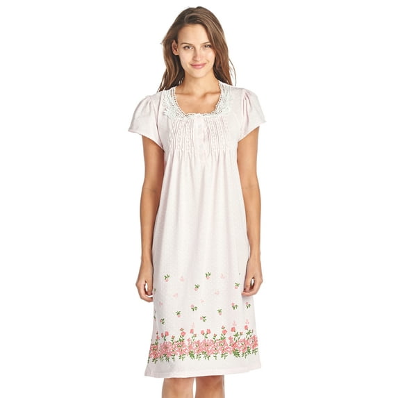 Casual Nights Women's Flowery Short Sleeve Nightgown