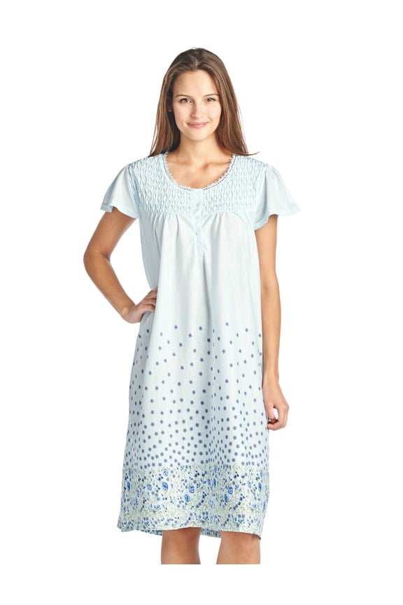 Women's Flowery Short Sleeve Nightgown