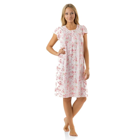 Casual Nights Women's Flowery Short Sleeve Nightgown