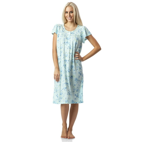Casual Nights Women's Flowery Short Sleeve Nightgown