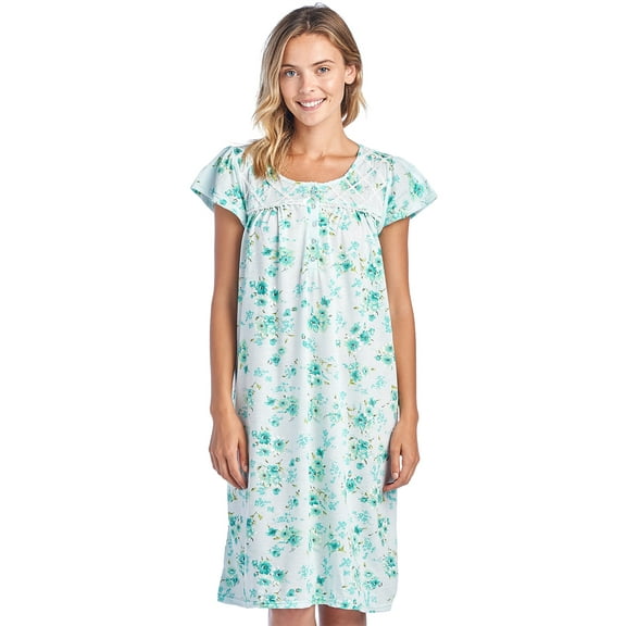 Casual Nights Women's Flowery Short Sleeve Nightgown