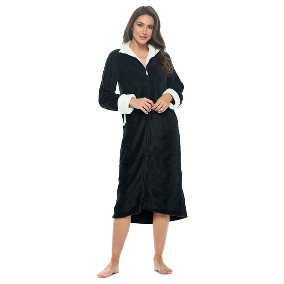 Casual Nights Women's Full Front Zip Up Plush Fleece Robe Housecoat