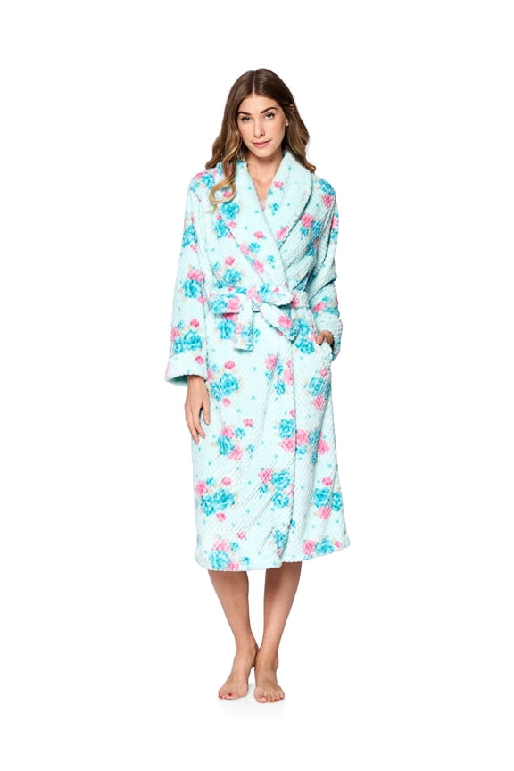 Women's Heart Long Sleeve Mini Popcorn Fleece Plush Robe