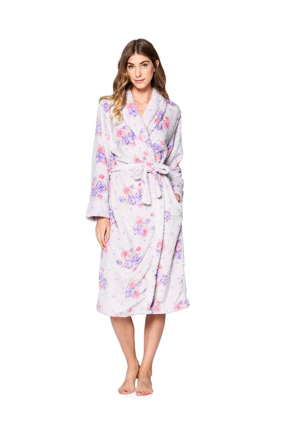 Women's Heart Long Sleeve Mini Popcorn Fleece Plush Robe