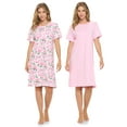 thumbnail image 1 of Casual Nights Women's Henley Nightshirts Set of 2, Floral Short Sleeve Nightgowns & Solid Sleepwear Shirt, 1 of 5