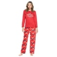 thumbnail image 1 of Casual Nights Women's Jersey Knit Long-Sleeve Top and Mircro Fleece Bottom Pajama Set - #1 Red Holiday Deer, 1 of 3