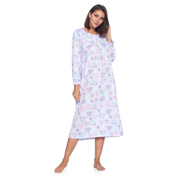 Casual Nights Women's Long Floral & Lace Henley Nightgown