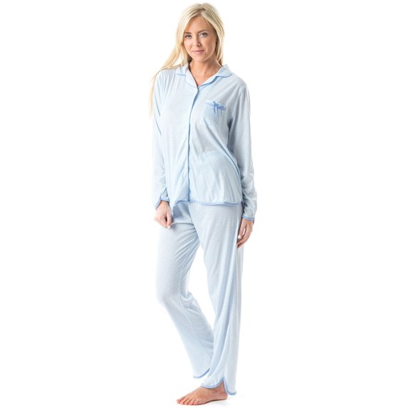 Casual Nights Women's Long Sleeve Dot Pajama Set - Blue
