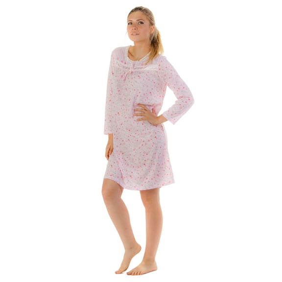 Casual Nights Women's Long Sleeve Floral Embroidered Night Gown
