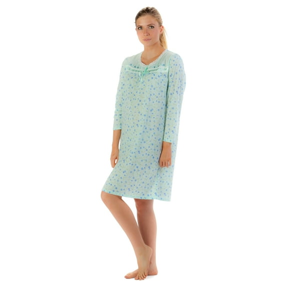 Casual Nights Women's Long Sleeve Floral Embroidered Night Gown